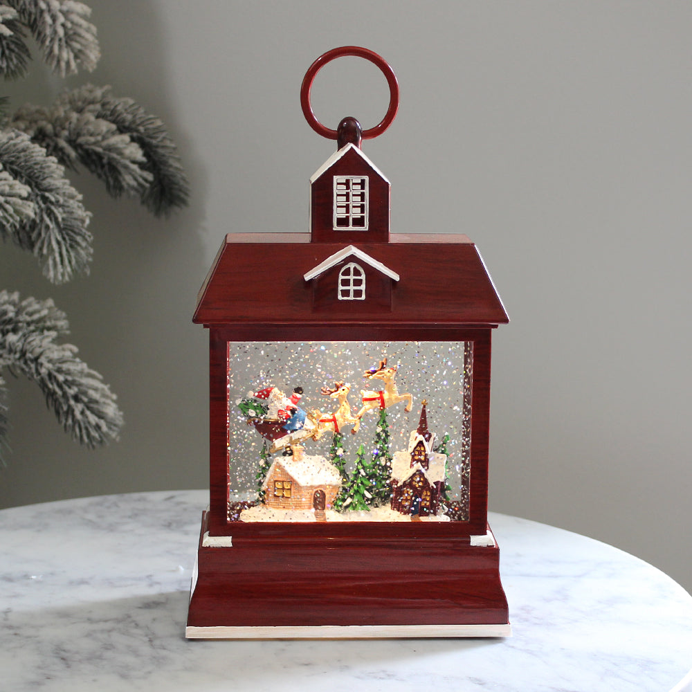 Christmas Musical Water Lantern Red House with Swirling Confetti LED L ...