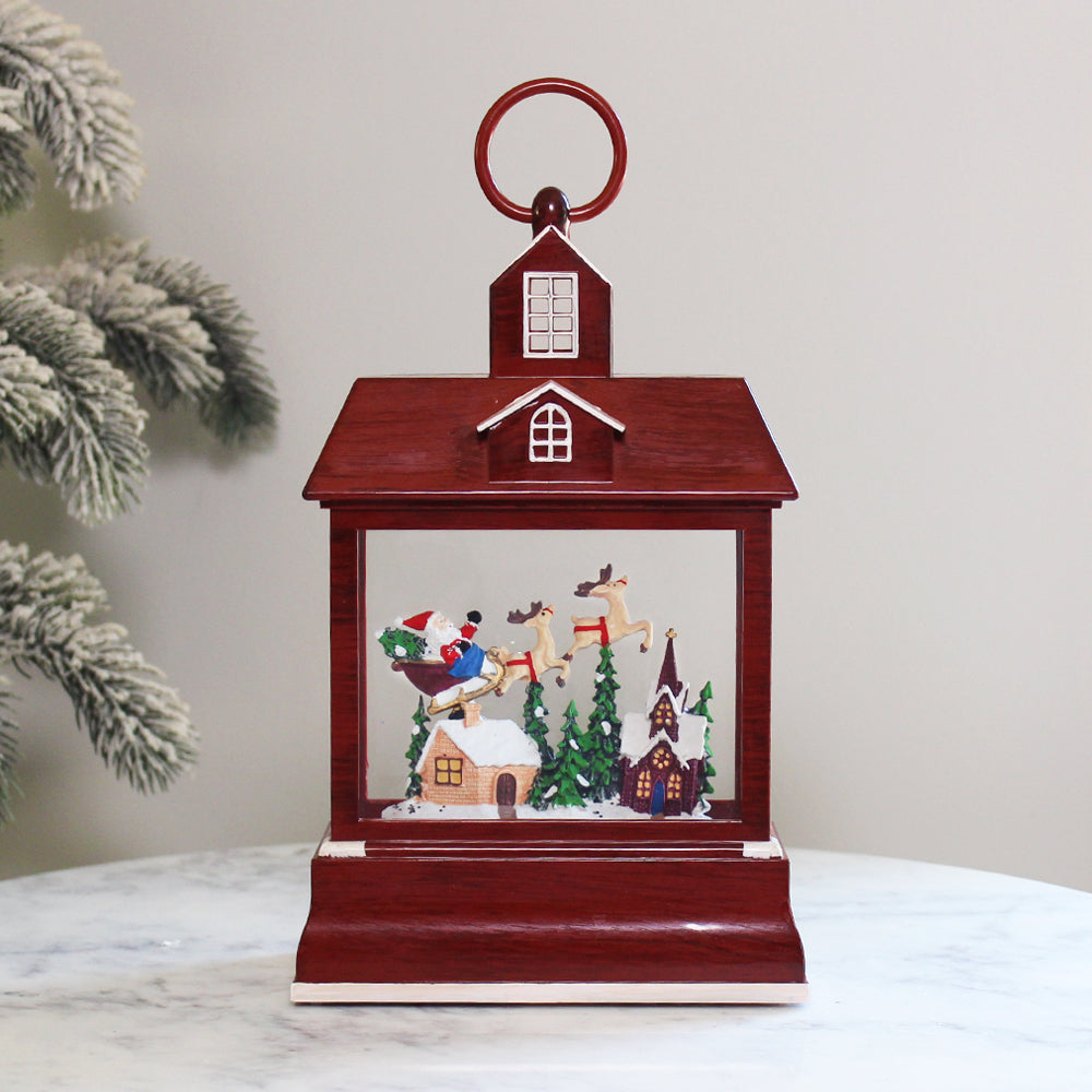 Christmas Musical Water Lantern Red House with Swirling Confetti LED L ...
