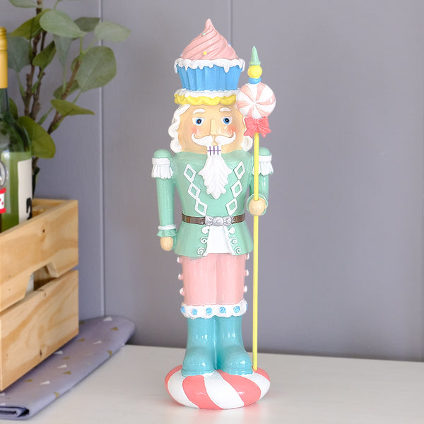 Christmas Mint Nutcracker Resin Figurine – Candy Cupcake Design With Candy Cane