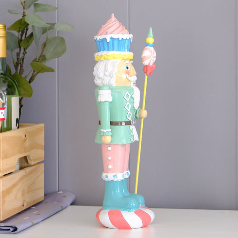 Christmas Mint Nutcracker Resin Figurine – Candy Cupcake Design With Candy Cane