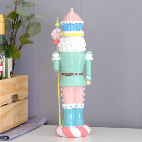 Christmas Mint Nutcracker Resin Figurine – Candy Cupcake Design With Candy Cane