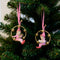 Set of 2 Pink Elf Christmas Ornaments – Star Wreath Tree Hanging Decorations