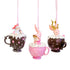 Set of 3 Teacup Christmas Ornaments – Hanging Tree Decorations or Tabletop Display