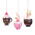 Set of 3 Teacup Christmas Ornaments – Hanging Tree Decorations or Tabletop Display