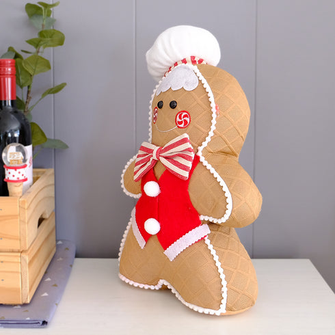 Christmas Gingerbread Boy Door Stopper – Festive Standing Decoration