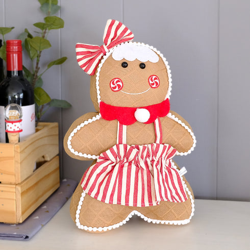 Christmas Gingerbread Girl Door Stopper – Festive Standing Decoration