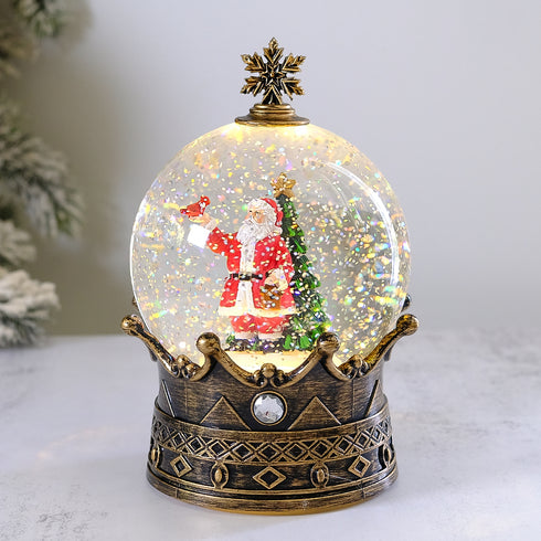 Santa Musical Christmas Lantern with Swirling Confetti LED Lights, Santa Scene
