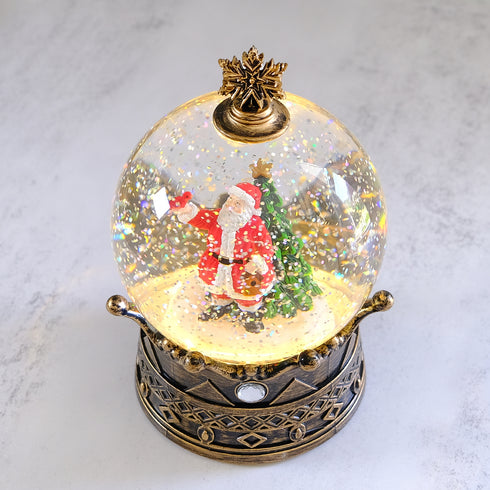 Santa Musical Christmas Lantern with Swirling Confetti LED Lights, Santa Scene
