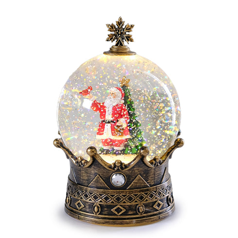 Santa Musical Christmas Lantern with Swirling Confetti LED Lights, Santa Scene