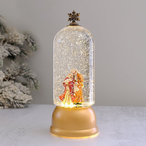 Holy Family Christmas Lantern with Swirling Confetti LED Lights & Music