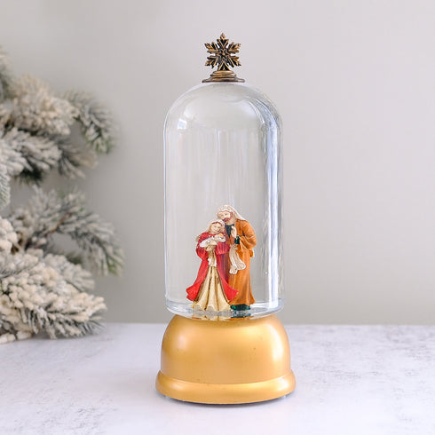 Holy Family Christmas Lantern with Swirling Confetti LED Lights & Music