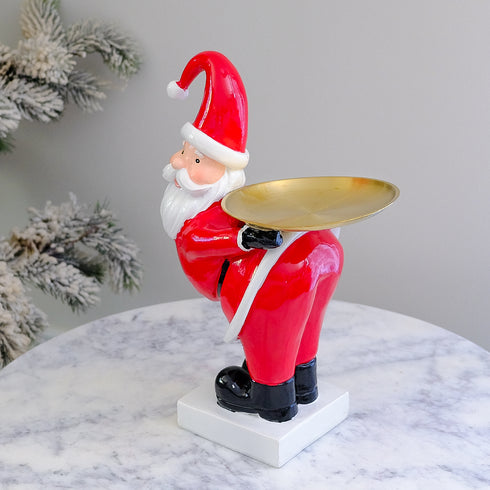 Santa Claus Serving Tray Figurine – Festive Resin Christmas Decor for Candies & Treats