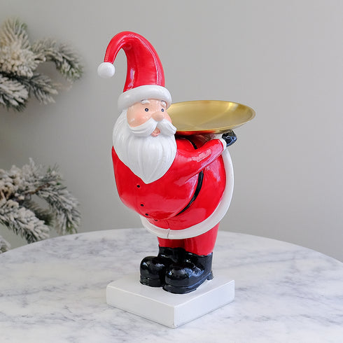 Santa Claus Serving Tray Figurine – Festive Resin Christmas Decor for Candies & Treats