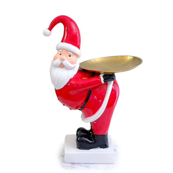Santa Claus Serving Tray Figurine – Festive Resin Christmas Decor for Candies & Treats