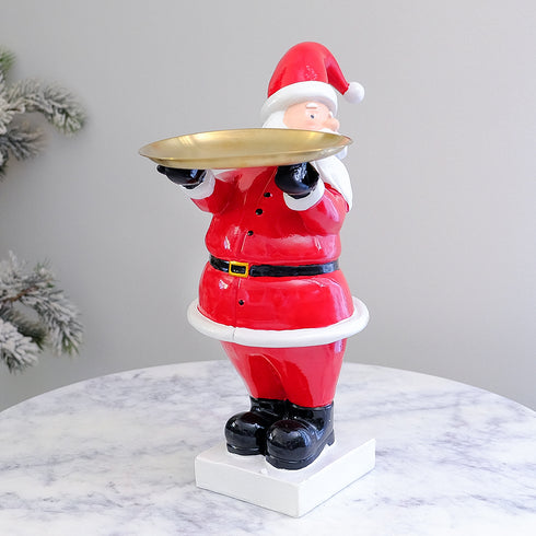 Santa Claus Serving Tray Figurine – Festive Resin Christmas Decor for Snacks & Treats