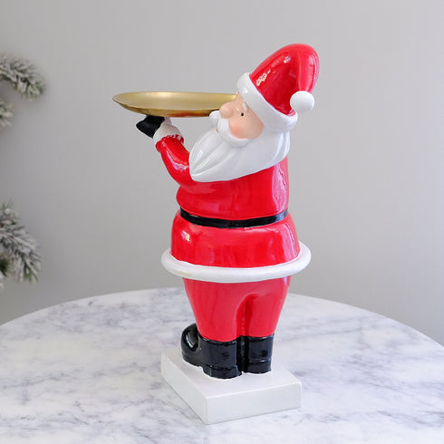 Santa Claus Serving Tray Figurine – Festive Resin Christmas Decor for Snacks & Treats