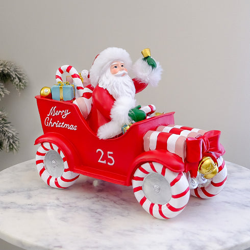 Santa Candy Car Figurine – Resin Christmas Decoration, Festive Ornament