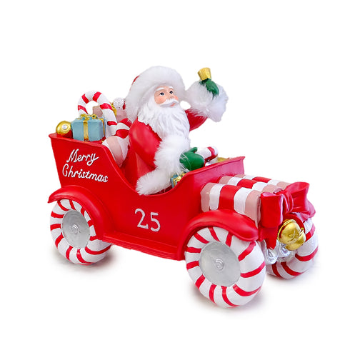 Santa Candy Car Figurine – Resin Christmas Decoration, Festive Ornament