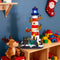 Animated Christmas Lighthouse with Rotating Santa & Reindeer Sleigh