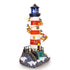 Animated Christmas Lighthouse with Rotating Santa & Reindeer Sleigh