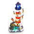 Animated Christmas Lighthouse with Rotating Santa & Reindeer Sleigh
