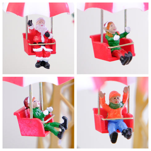Animated Carnival Parachute Ride with Colorful LED Lights & Classic Holiday Music Christmas Village