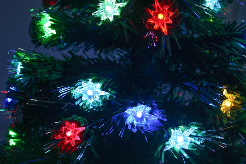 Star Lights Green Christmas Tree Pre-Lit Fibre Optic Ultra-bright Multicolour Flashing Lights