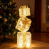 72cm Light Up 3pcs Gold Stacked Gift Boxes Indoor / Outdoor Christmas Lights with Auto Timer