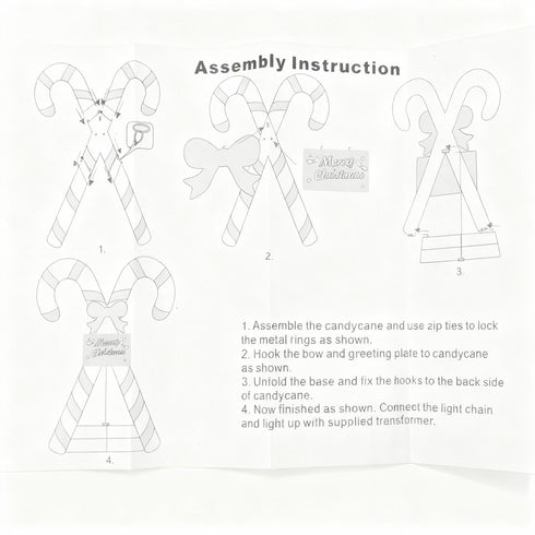 100cm Candy Cane Half 3D Christmas Lights With Auto Timer Warm White Outdoor / Indoor Wall or Standing Display