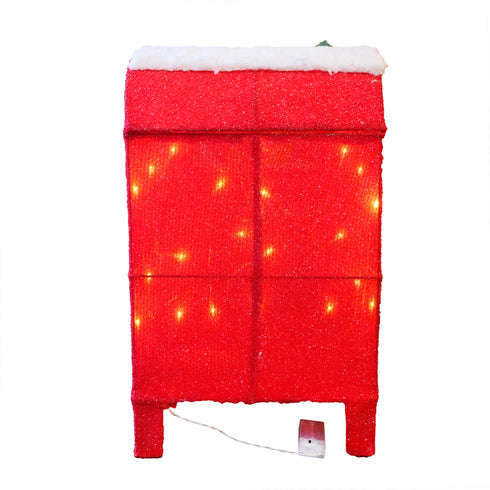 3D Light Up “Letters to Santa” Mailbox Decoration with Timer | Warm White LED Glitter Fabric Christmas Light