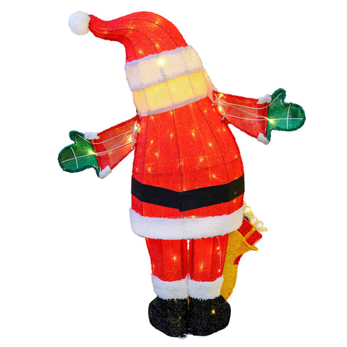 100cm 3D Light Up Santa with Gift Bag Warm White LED Christmas Lights with Timer
