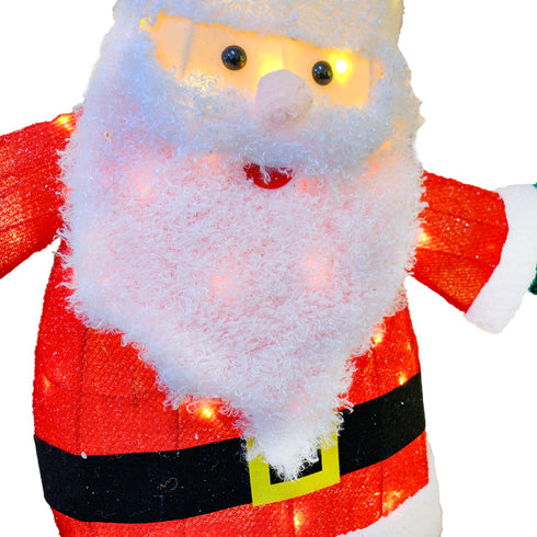 100cm 3D Light Up Santa with Gift Bag Warm White LED Christmas Lights with Timer