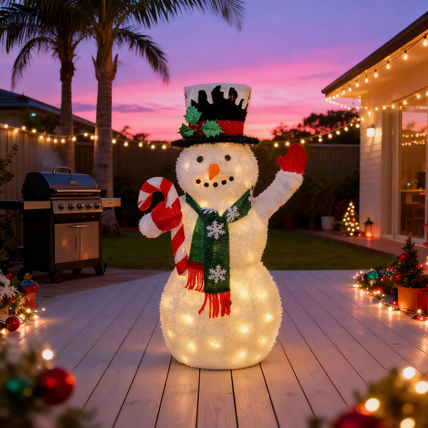 77CM Light Up 3D Snowman Christmas Lights with Auto Timer Warm White Outdoor/Indoor