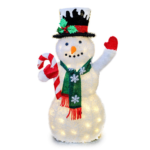 77CM Light Up 3D Snowman Christmas Lights with Auto Timer Warm White Outdoor/Indoor