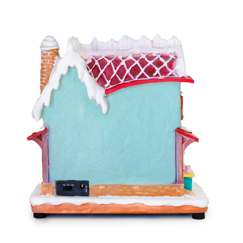 Animated Christmas Bakery House with Rotating Roof Donut With Music & LED Lights