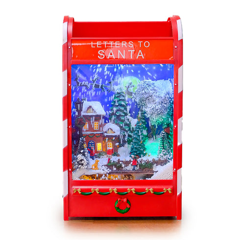 Letters to Santa Mailbox Lighted Animated Musical Christmas Village