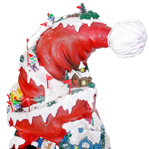 Animated Santa Hat Christmas Music Village with Rotating Train & LED Lights