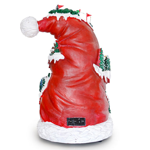 Animated Santa Hat Christmas Music Village with Rotating Train & LED Lights