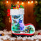 Collectible Design Animated Christmas Boot Village with Rotating Skiers and Flashing Lights