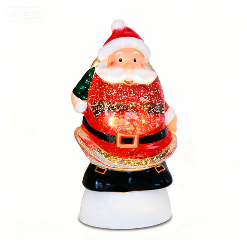Santa-Shaped LED Musical Christmas Water Lantern Snow Globe with Swirling Glitter