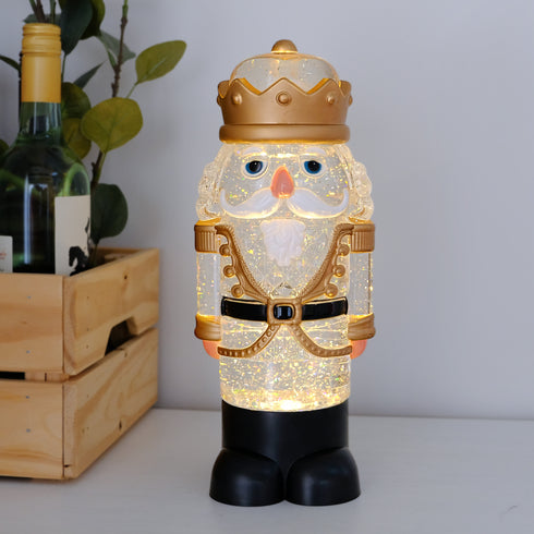 Animated Musical Light-Up Nutcracker Snow Globe Water Lantern with Swirling Glitter