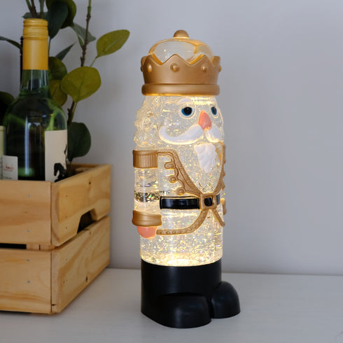 Animated Musical Light-Up Nutcracker Snow Globe Water Lantern with Swirling Glitter