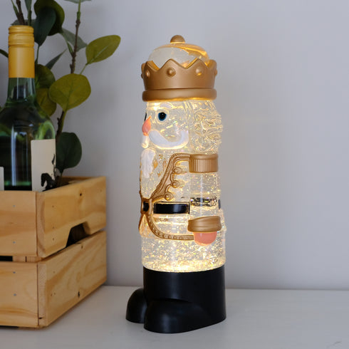 Animated Musical Light-Up Nutcracker Snow Globe Water Lantern with Swirling Glitter