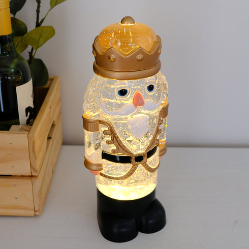 Animated Musical Light-Up Nutcracker Snow Globe Water Lantern with Swirling Glitter