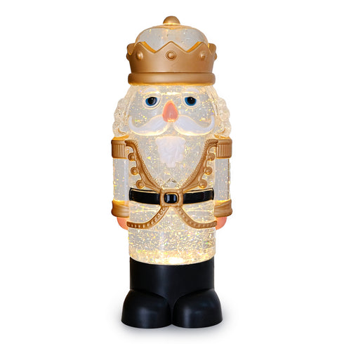 Animated Musical Light-Up Nutcracker Snow Globe Water Lantern with Swirling Glitter