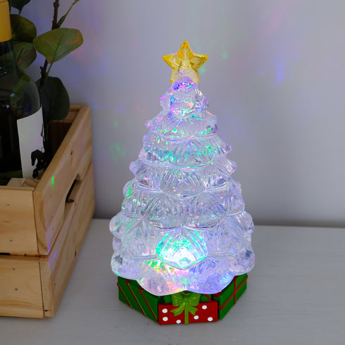 Acrylic Christmas Tree Water Lantern with Multi-color LED Lights