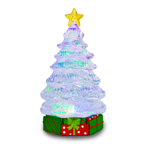 Acrylic Christmas Tree Water Lantern with Multi-color LED Lights