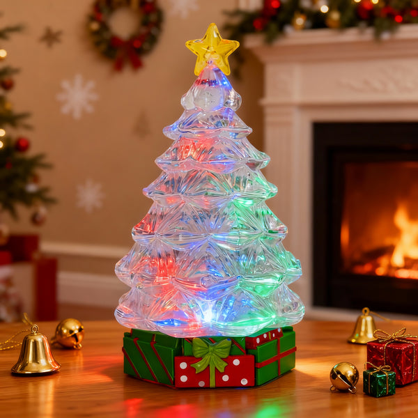 Acrylic Christmas Tree Water Lantern with Multi-color LED Lights
