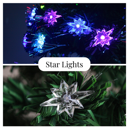 Star Lights Green Christmas Tree Pre-Lit Fibre Optic Ultra-bright Multicolour Flashing Lights