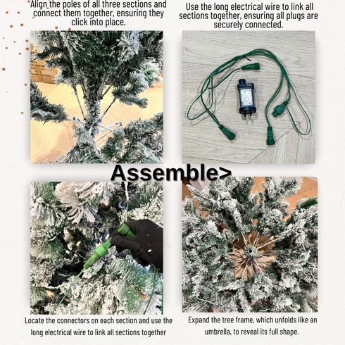 7.2ft 220CM Pre-Lit Adjustable LED Lights Snow Flocked Pine Christmas Tree with 8 Lighting Modes